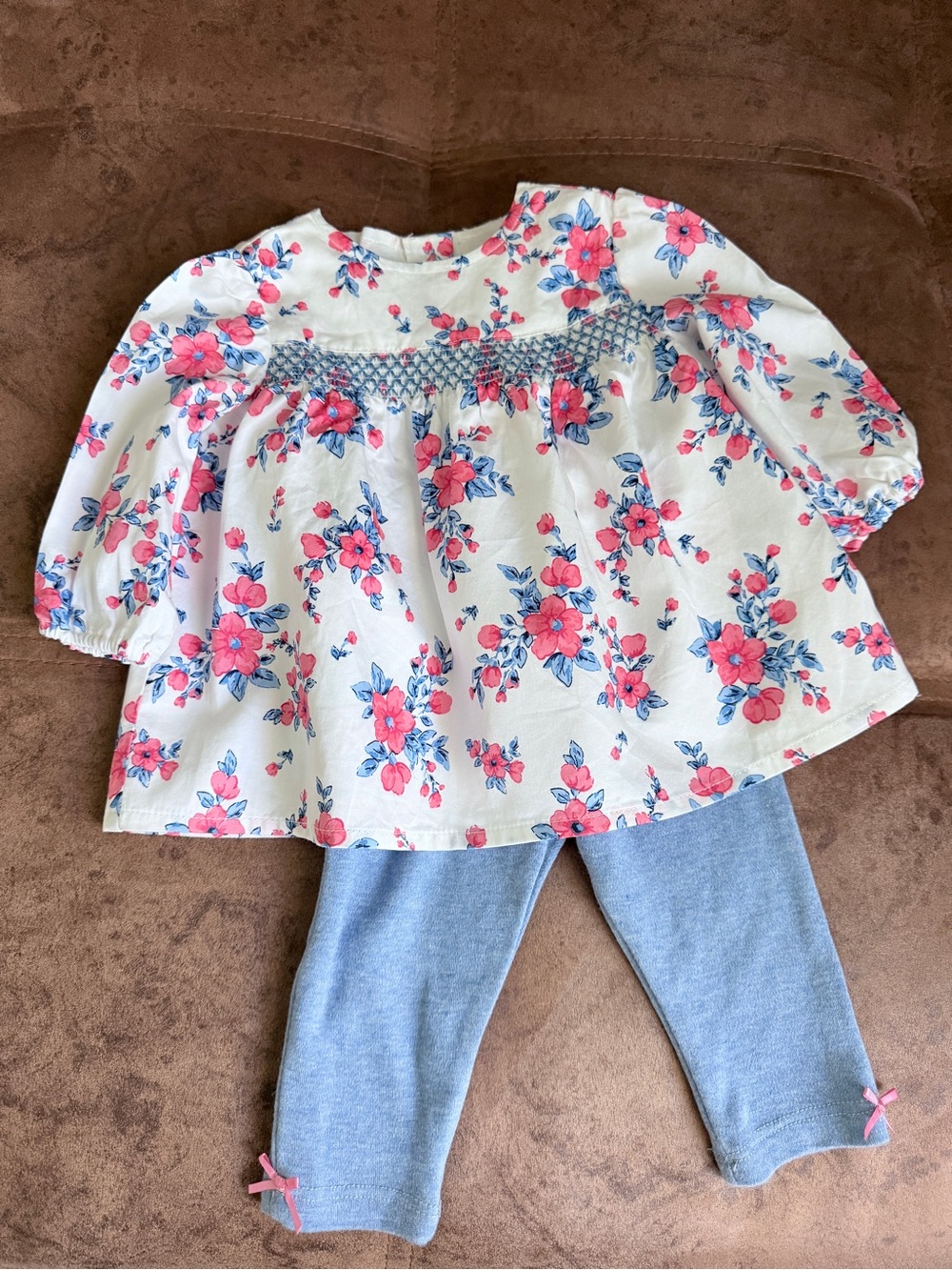 Baby Floral Smocked Top & Leggings Set, 9-12M, Little Me